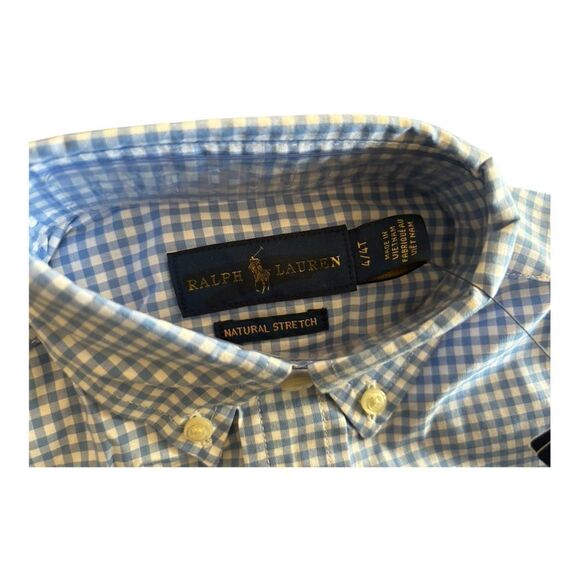 Polo Ralph Lauren Natural Stretch Fit Striped Cotton Dress Blue Dress Shirt - Picture 3 of 6